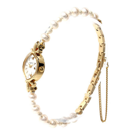 agete 珍珠鏈條拼接簡約百搭手錶