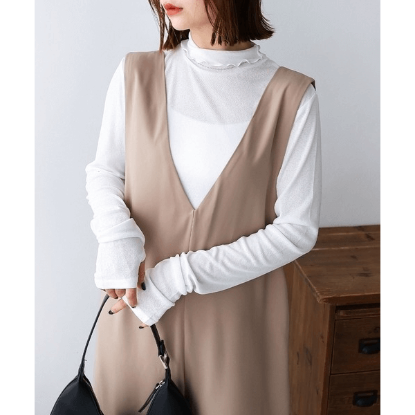 後背結帶設計柔滑吊帶褲_褐色