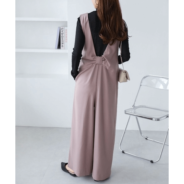 後背結帶設計柔滑吊帶褲_灰