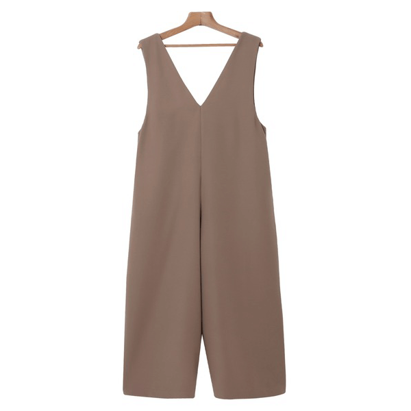 後背結帶設計柔滑吊帶褲_摩卡