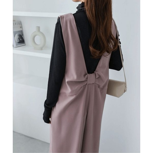 後背結帶設計柔滑吊帶褲_灰