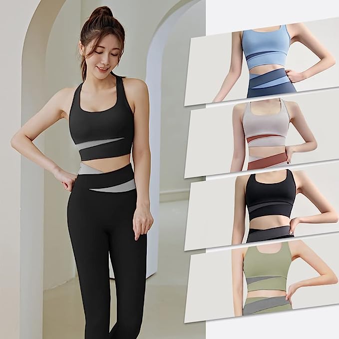 FLYSHION 運動內衣組_灰紫2件裝(運動內衣+瑜伽褲)