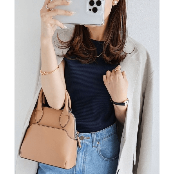 條紋針織圓領法式袖T_海軍藍