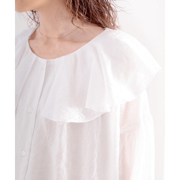 2WAY荷葉邊設計襯衫_白
