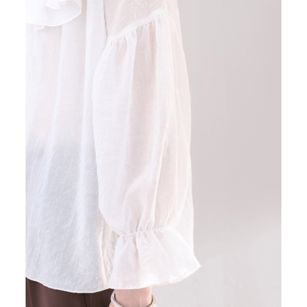 2WAY荷葉邊設計襯衫_白