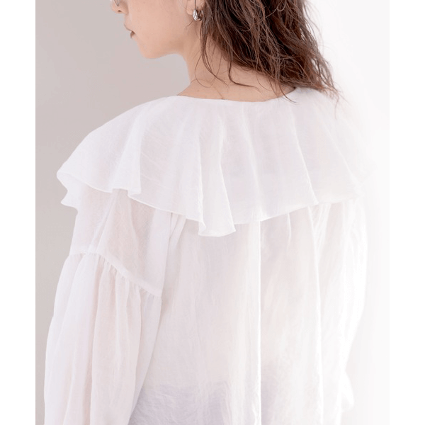 2WAY荷葉邊設計襯衫_白