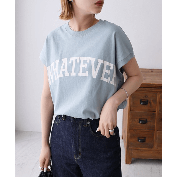 天竺棉圓弧下擺設計上衣_淡藍