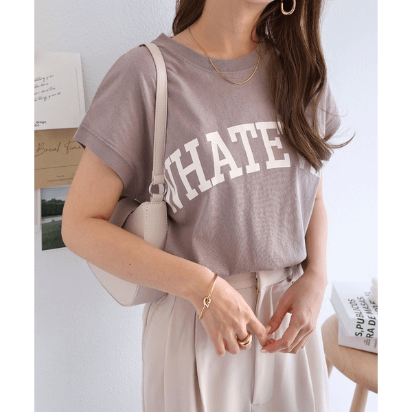 天竺棉圓弧下擺設計上衣_深褐色