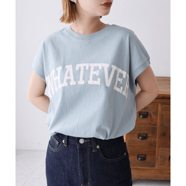 天竺棉圓弧下擺設計上衣_淡藍