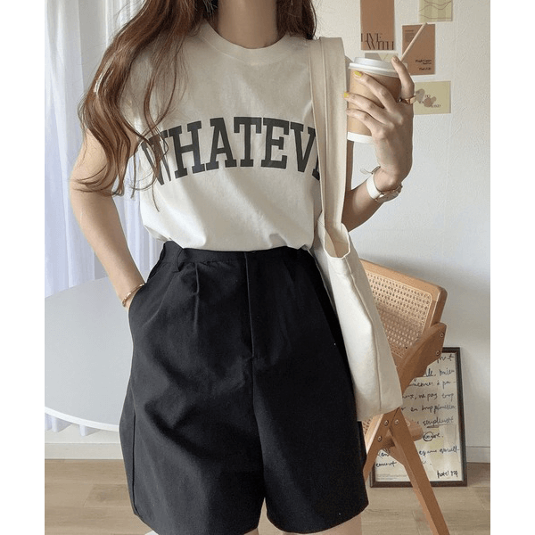 天竺棉圓弧下擺設計上衣_米白