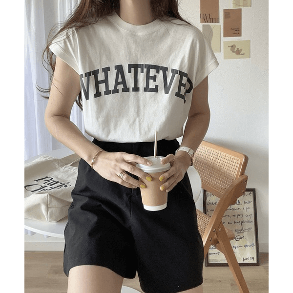 天竺棉圓弧下擺設計上衣_米白