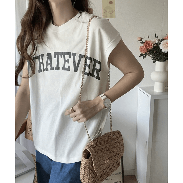 天竺棉圓弧下擺設計上衣_米白