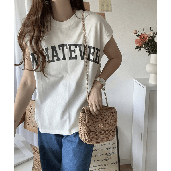 天竺棉圓弧下擺設計上衣_米白