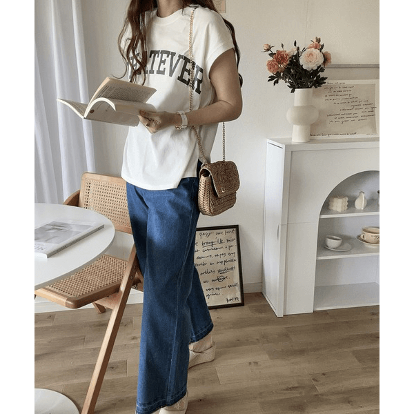 天竺棉圓弧下擺設計上衣_米白