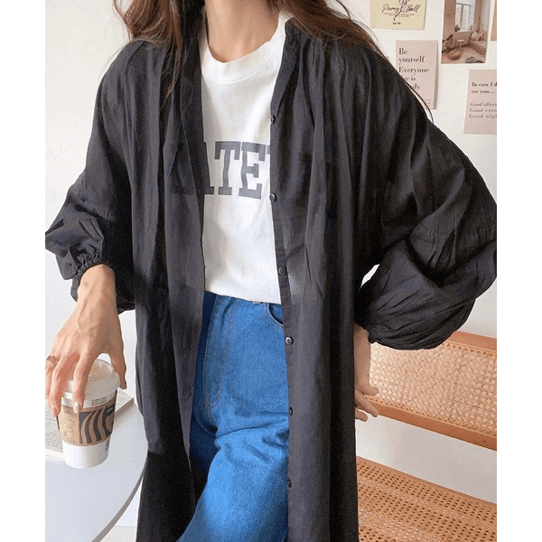 天竺棉圓弧下擺設計上衣_米白