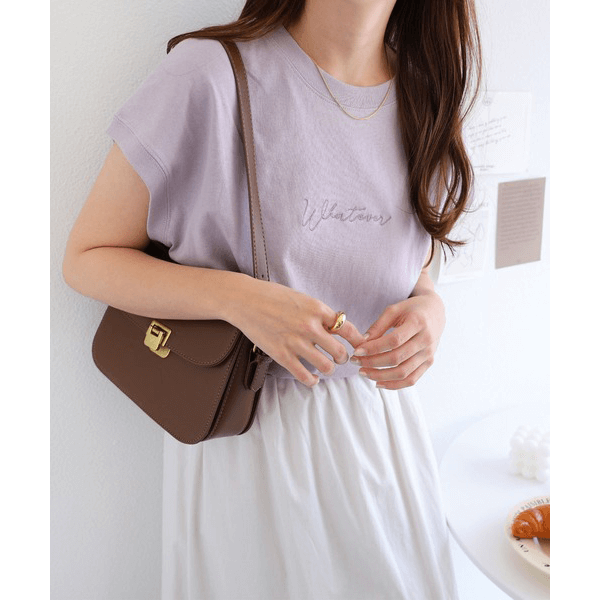 天竺棉 Whatever Logo 刺繍T_薰衣草