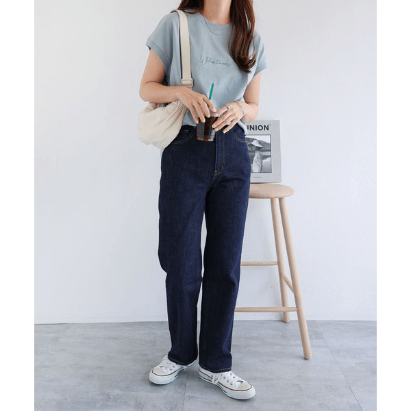 天竺棉 Whatever Logo 刺繍T_淺藍