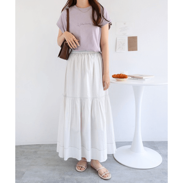 天竺棉 Whatever Logo 刺繍T_薰衣草