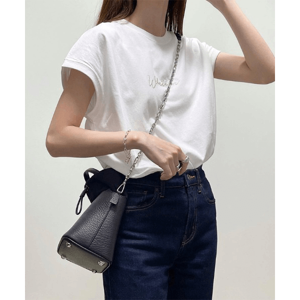 天竺棉 Whatever Logo 刺繍T_白