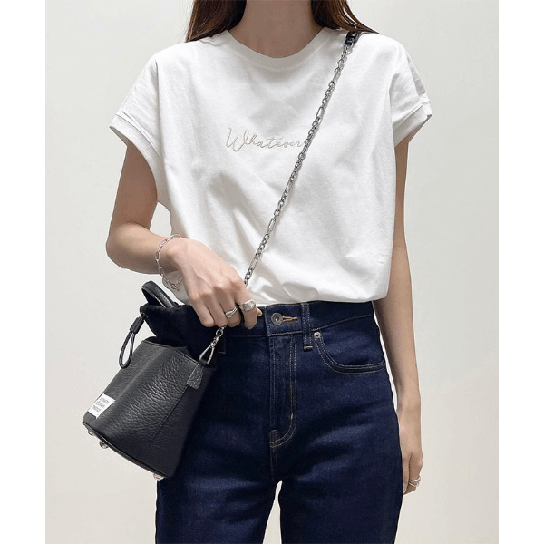 天竺棉 Whatever Logo 刺繍T_白