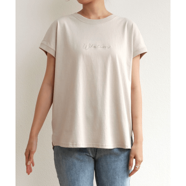 天竺棉 Whatever Logo 刺繍T_淺褐色