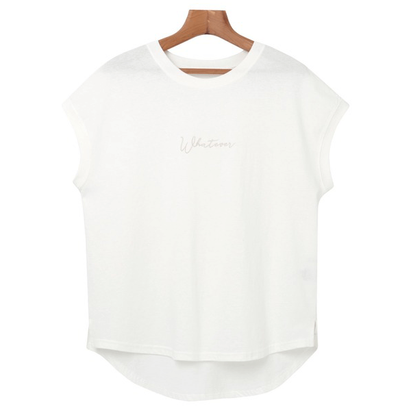 天竺棉 Whatever Logo 刺繍T_白