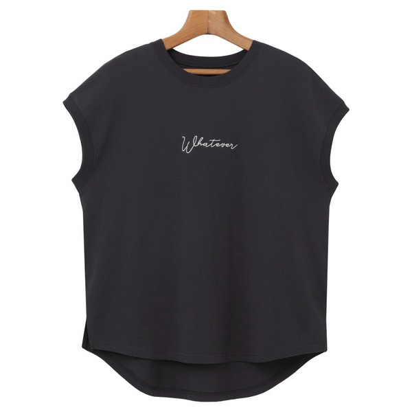 天竺棉 Whatever Logo 刺繍T_深灰