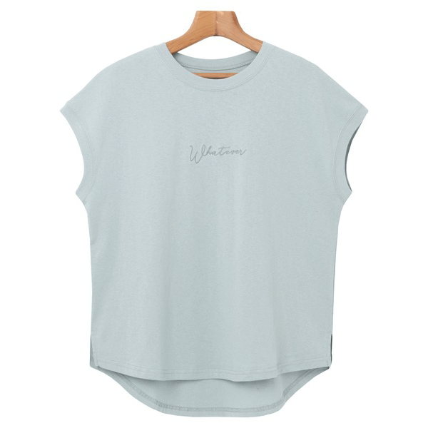 天竺棉 Whatever Logo 刺繍T_淺藍