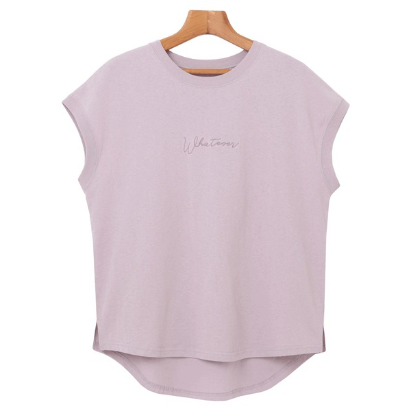 天竺棉 Whatever Logo 刺繍T_薰衣草
