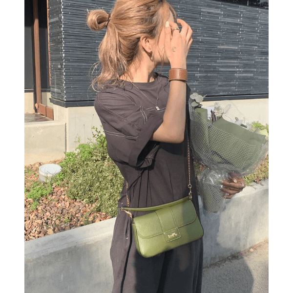 跳色縫線設計寬鬆半袖連身裙_岩灰