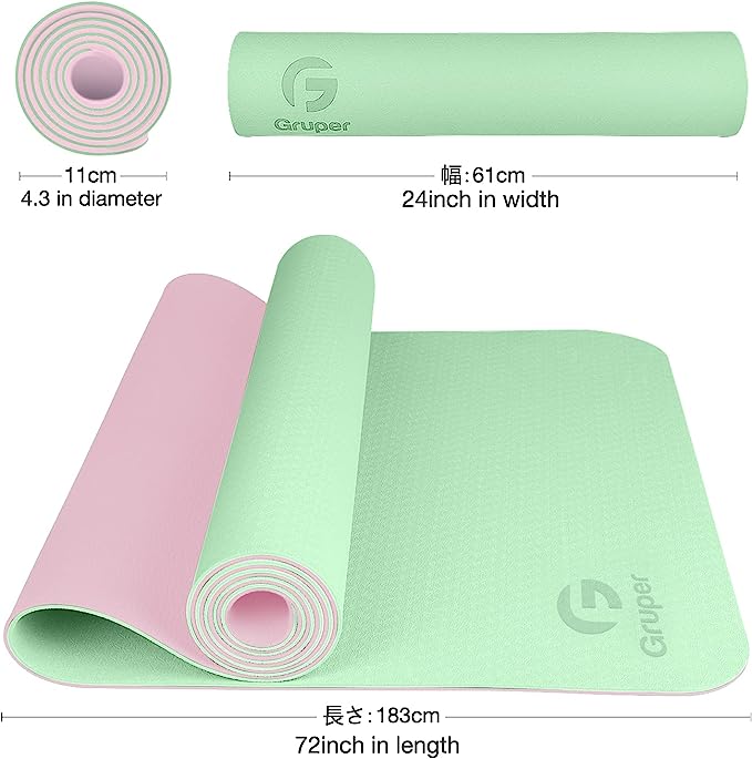 Gruper 瑜伽墊_淺綠+粉