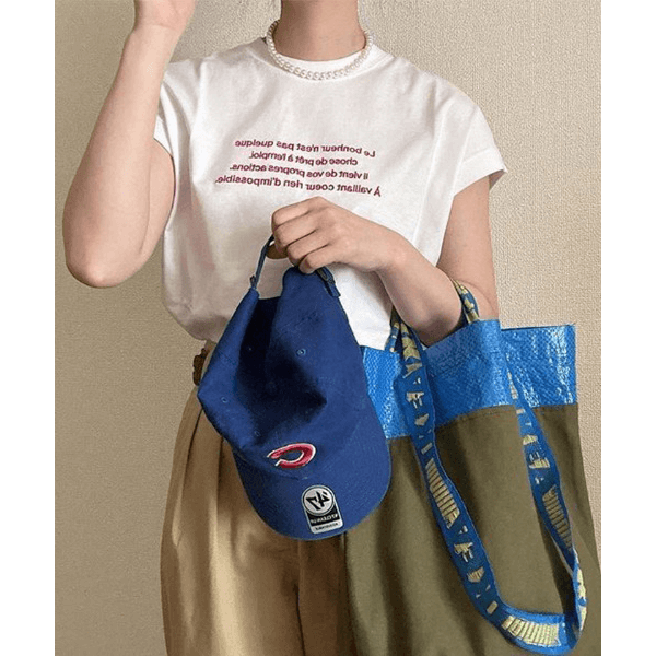 字母刺繡 法式袖 短T(白X紅)