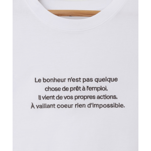 字母刺繡 法式袖 短T(白X灰)