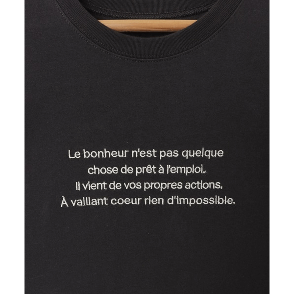 字母刺繡 法式袖 短T(黑X灰)