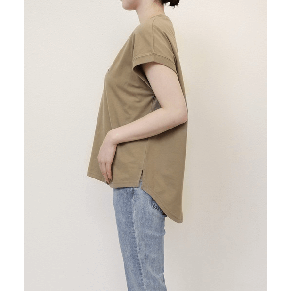 字母刺繡 法式袖 短T(褐X黑)