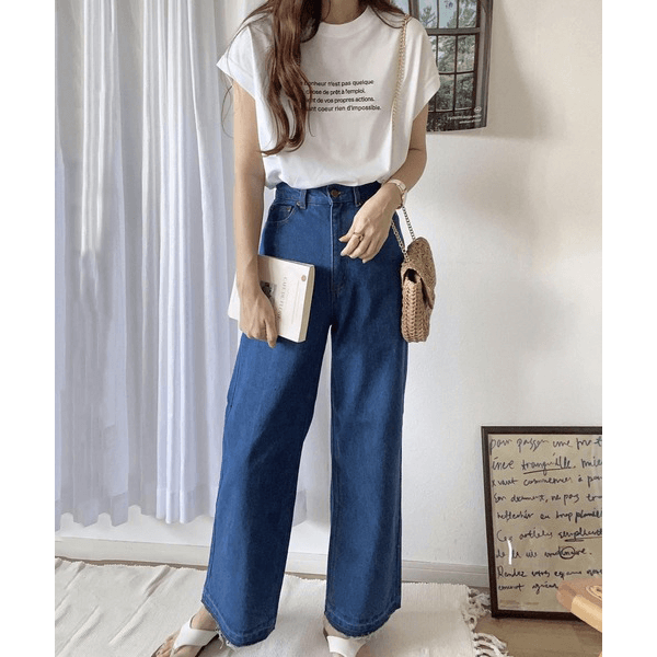 字母刺繡 法式袖 短T(白X灰)