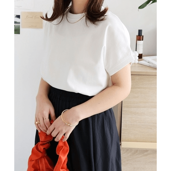 美國棉防汗漬法式袖短T_米白