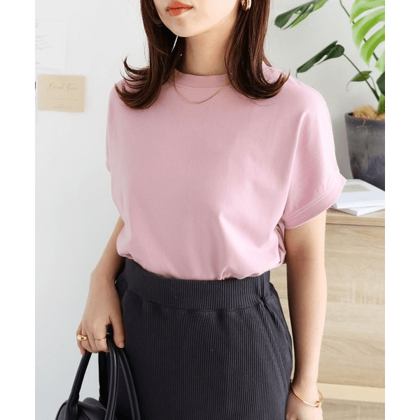 美國棉防汗漬法式袖短T_粉