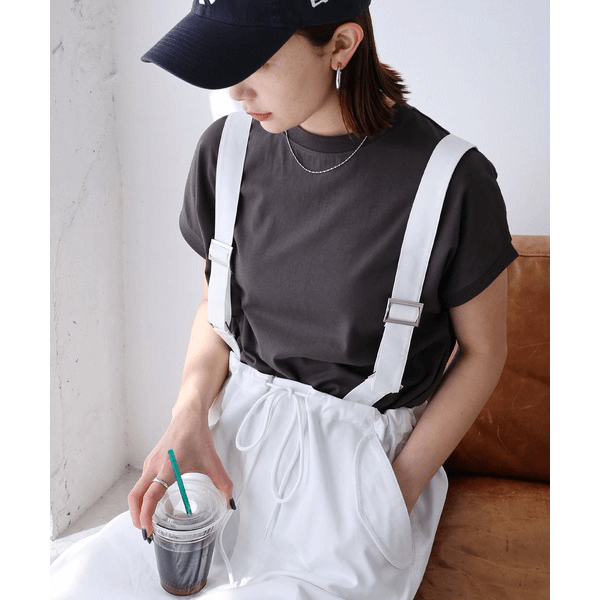 美國棉防汗漬法式袖短T_深灰