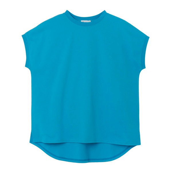 美國棉防汗漬法式袖短T_藍