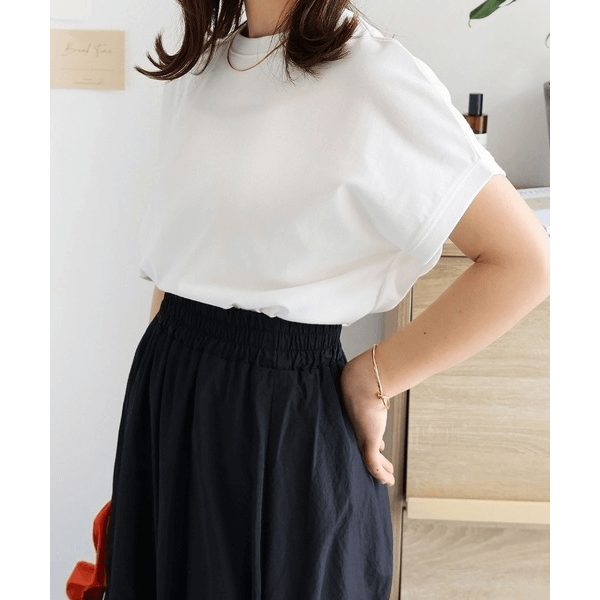 美國棉防汗漬法式袖短T_米白