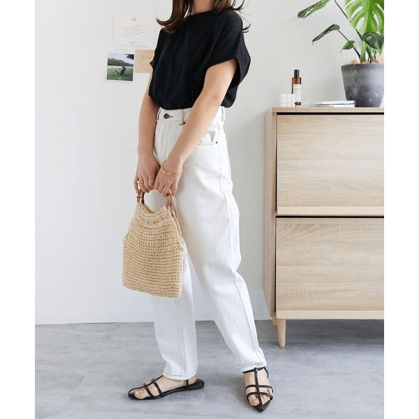 美國棉防汗漬法式袖短T_黑