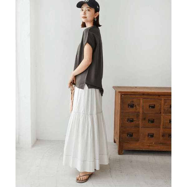 美國棉防汗漬法式袖短T_深灰