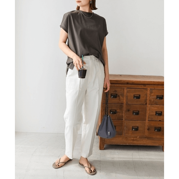 美國棉防汗漬法式袖短T_深灰