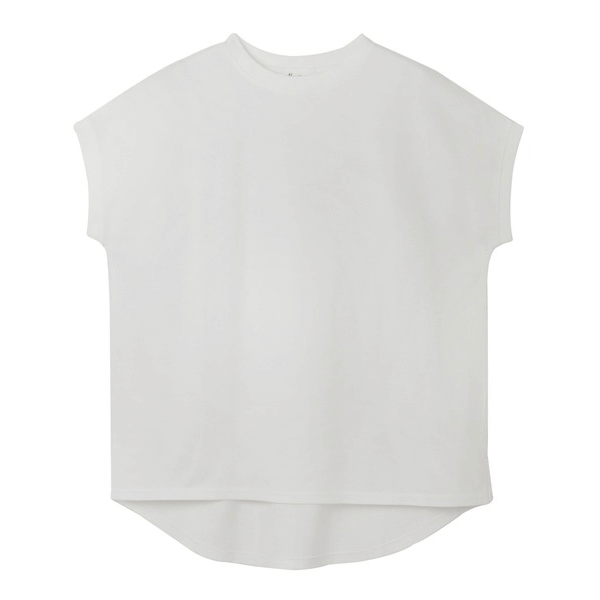 美國棉防汗漬法式袖短T_米白