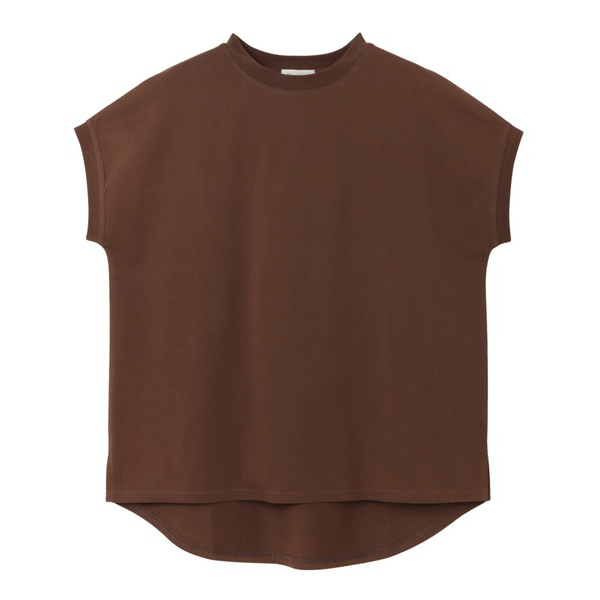 美國棉防汗漬法式袖短T_棕色