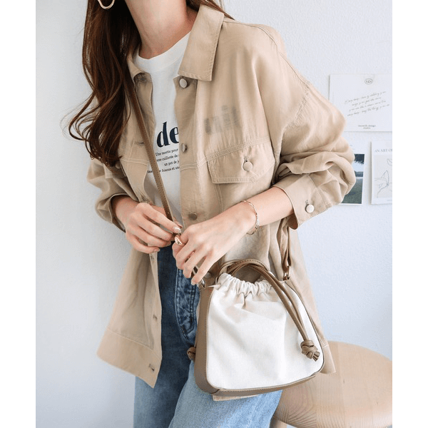 男友風寬鬆牛仔透膚襯衫_米色