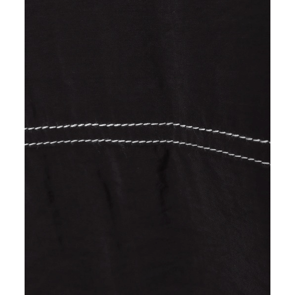 男友風寬鬆牛仔透膚襯衫_黑