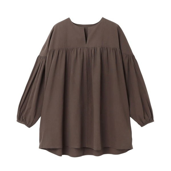 水洗棉A字型長版造型衫_棕色