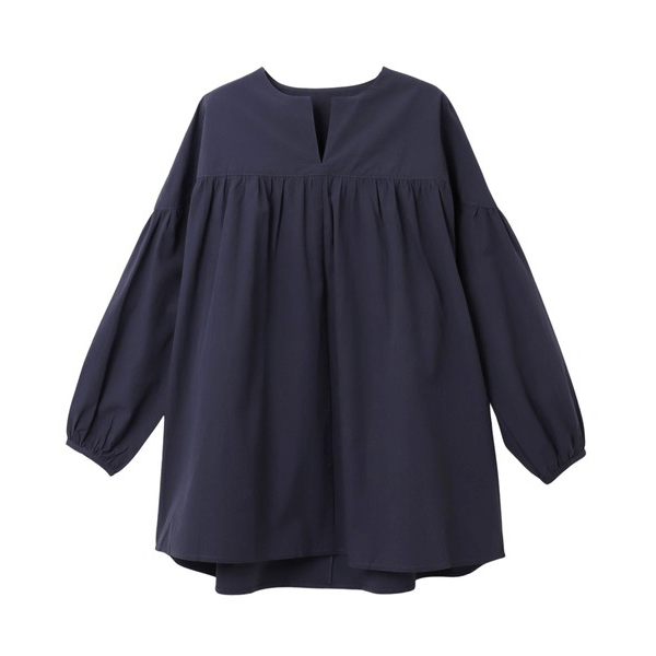 水洗棉A字型長版造型衫_黑